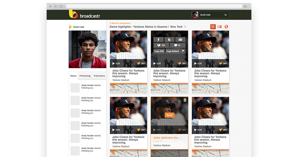 Final Dashboard Design Featuring Broadcasts View